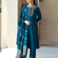 Cotton Blend Embroidery and Lace Straight Kurta with Pant & Dupatta