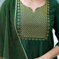 Silk Blend Dyed, Sequence Embroidery Work and Gota Lace Straight Kurta with Pant & Dupatta