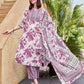 Rayon Floral Printed and Printed Fabric Lace Straight Kurta with Pant & Dupatta