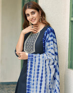 Cotton Blend Embroidered Straight 3 Piece Kurta Set