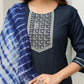 Cotton Blend Embroidered Straight Kurta with Pant & Dupatta