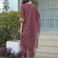 Silk Embroidered Straight Round Neck Kurta with Pant & Dupatta