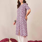 Cotton Printed A-line Round Neck Kurti