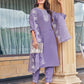 Cotton Blend Embroidered Straight Kurta with Pant & Dupatta