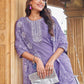 Cotton Blend Embroidered Straight Kurta with Pant & Dupatta