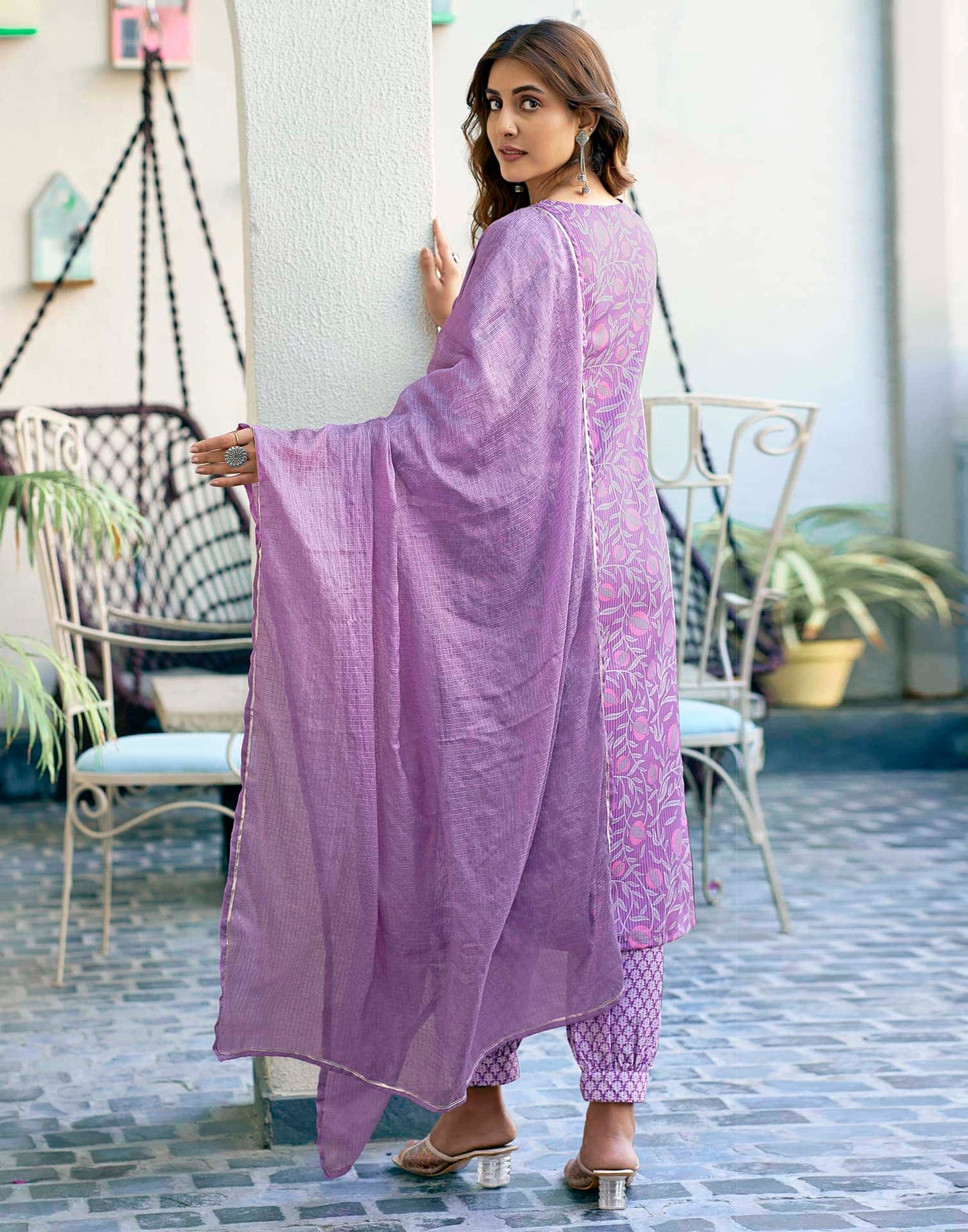Rayon Printed Straight Kurta with Pant & Dupatta