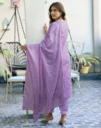 Rayon blend Printed Straight 3 Piece Kurta Set