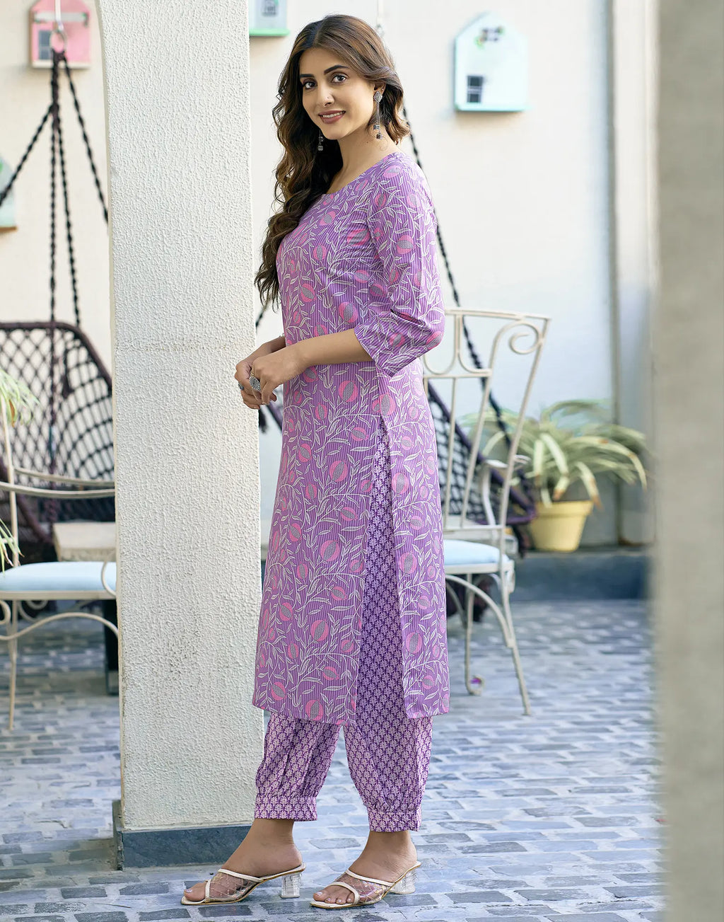 Rayon blend Printed Straight 3 Piece Kurta Set