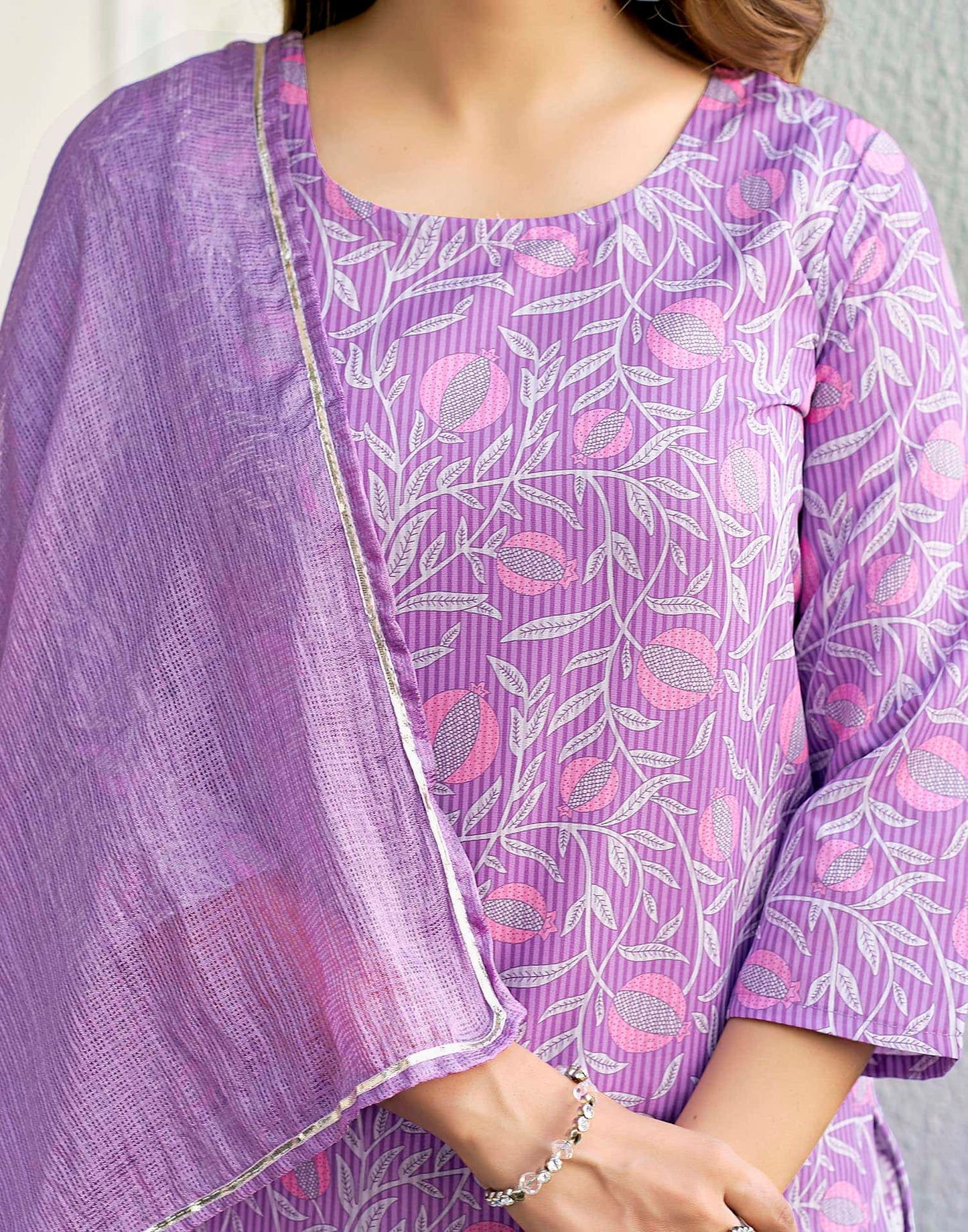 Rayon Printed Straight Kurta with Pant & Dupatta