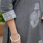 Grey Cotton Woven Straight Kurta Set with Pant & Dupatta under 1250 