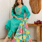 Blue Silk Embroidered Kurta Set with Pant and Dupatta