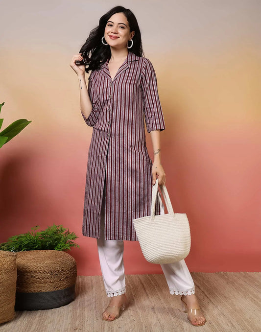 Cotton Woven Design Straight Kurti