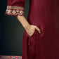 Silk Blend Embroidered Straight Kurta with Pant & Dupatta
