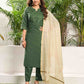 Cotton Blend Sequence, Embroidery Work and Gota Lace Straight Kurta with Pant & Dupatta