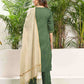 Cotton Blend Sequence, Embroidery Work and Gota Lace Straight Kurta with Pant & Dupatta