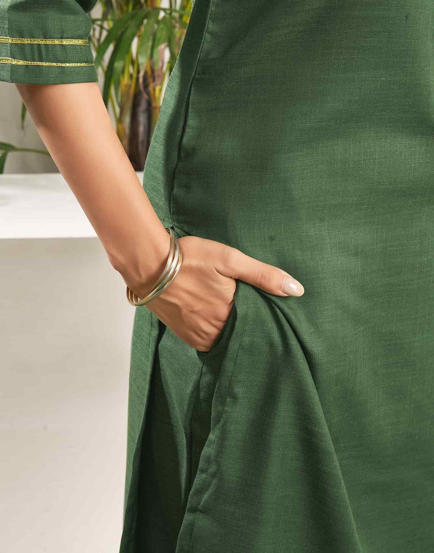 Cotton Blend Sequence, Embroidery Work and Gota Lace Straight Kurta with Pant & Dupatta