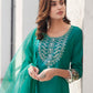 Silk Blend Sequence Embroidery Work and Lace Straight Kurta with Pant & Dupatta