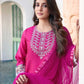 Silk Blend Sequence Embroidery Work and Lace Straight Kurta with Pant & Dupatta