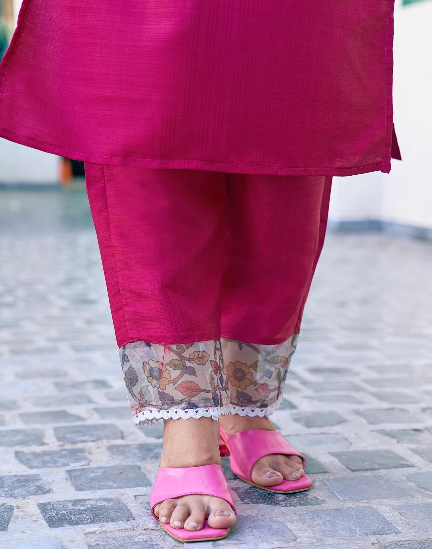Silk Blend Sequence Embroidery Work and Lace Straight Kurta with Pant & Dupatta