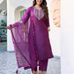 Silk Blend Sequence Embroidery Work and Lace Straight Kurta with Pant & Dupatta