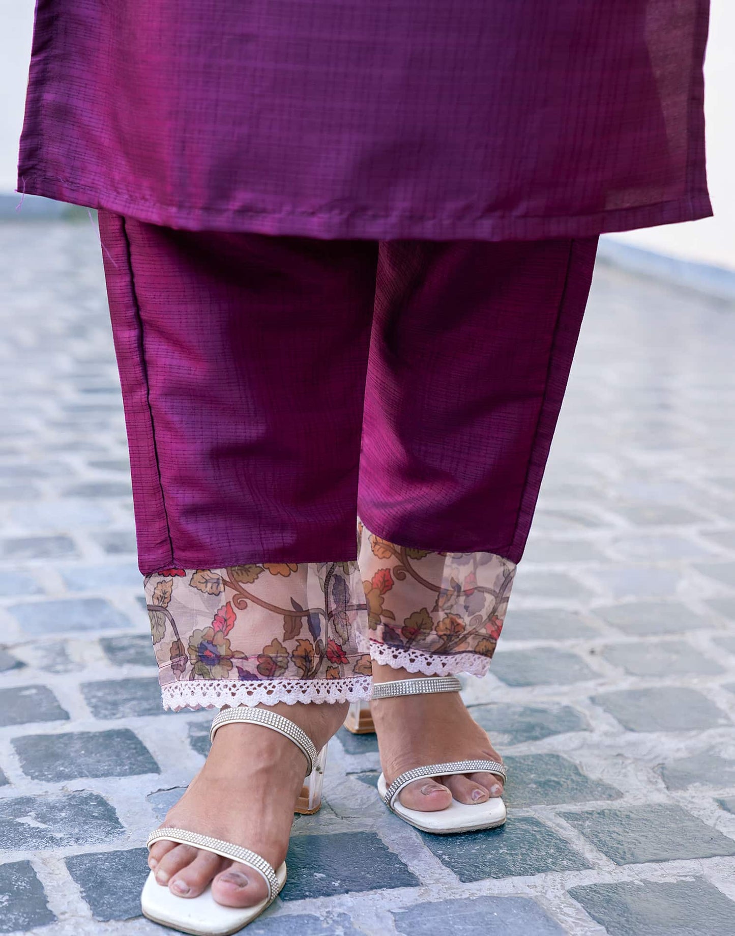 Silk Blend Sequence Embroidery Work and Lace Straight Kurta with Pant & Dupatta