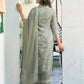 Tea Green Silk Floral Printed V Neck 3/4 Sleeve Straight Kurta Set With Pant & Dupatta
