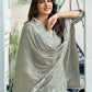 Tea Green Silk Floral Printed V Neck 3/4 Sleeve Straight Kurta Set With Pant & Dupatta