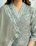 Viscose Rayon Floral Print Straight 3 Piece Kurta Set
