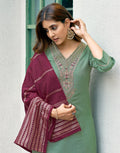 Viscose Rayon Embroidered Straight 3 Piece Kurta Set