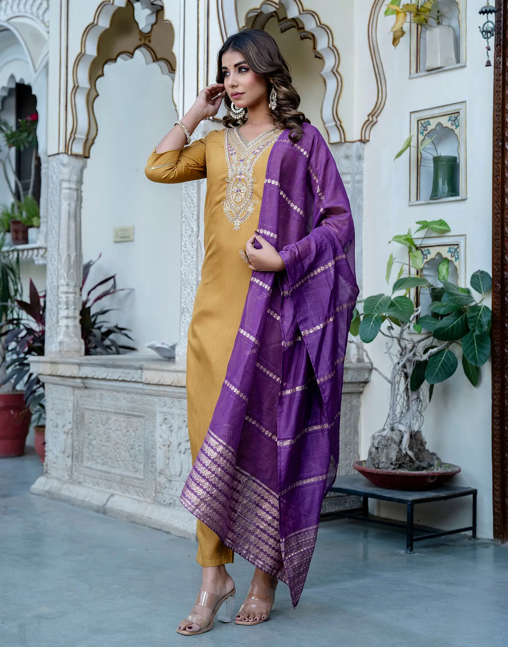 Viscose Rayon Embroidered Straight 3 Piece Kurta Set