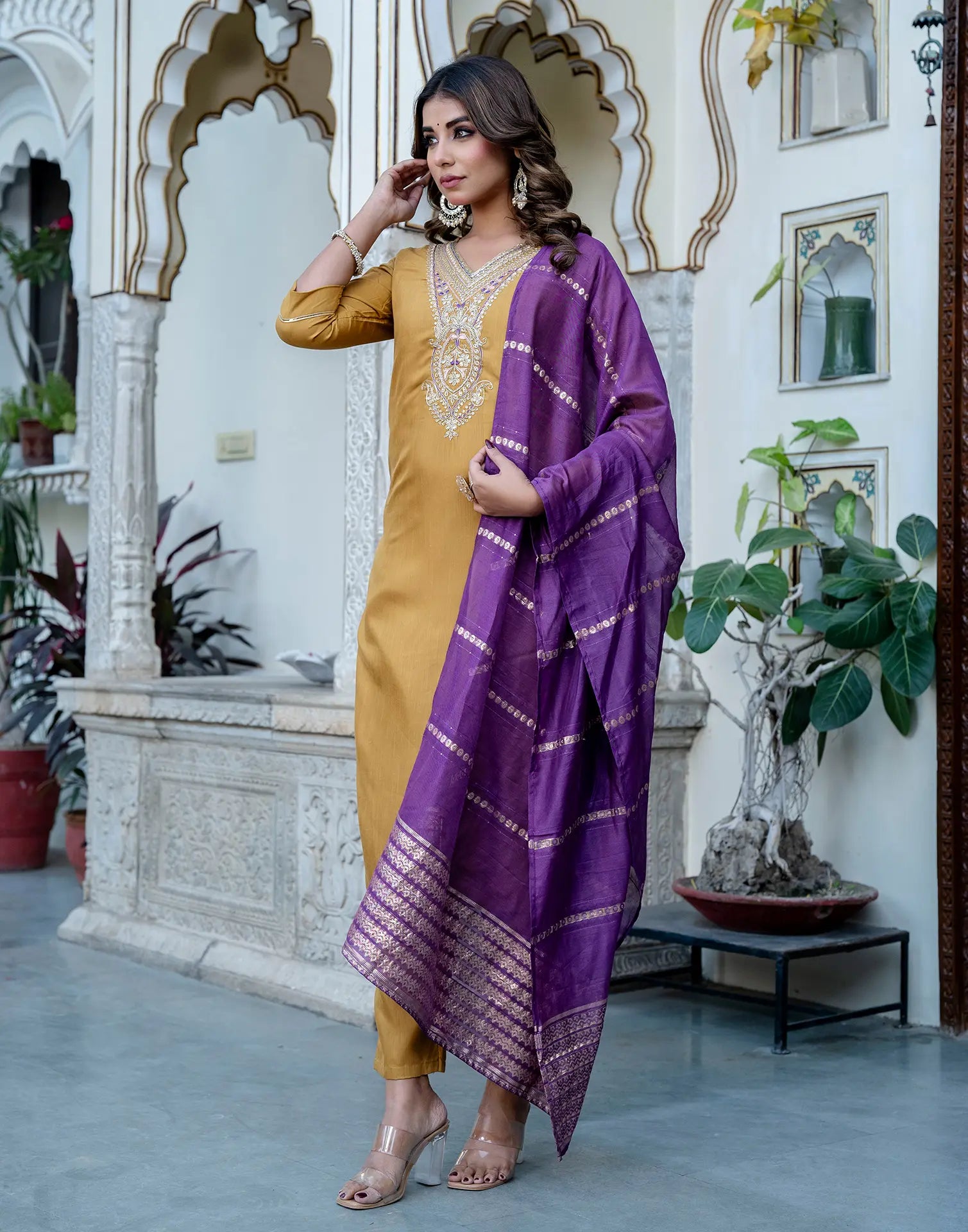 Viscose Rayon Embroidered Straight 3 Piece Kurta Set