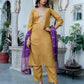 Cotton Blend Embroidered Straight Kurta with Pant & Dupatta