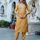 Cotton Blend Embroidered Straight Kurta with Pant & Dupatta