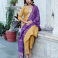 Cotton Blend Embroidered Straight Kurta with Pant & Dupatta