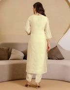 Skylee Silk Blend Embroidered Straight 3 Piece Kurta Set For Woman