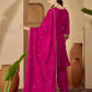 Silk Embroidered Straight Kurta with Pant & Dupatta