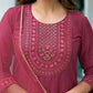 Silk Blend Dyed, Sequence Embroidery Work and Lace Straight Kurta with Pant & Dupatta