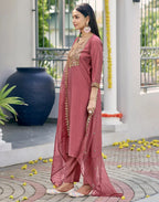 Silk Blend Embroidered Straight 3 Piece Kurta Set