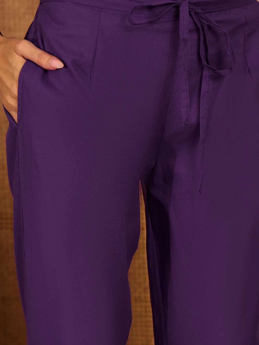 Cotton Embroidered Anarkali Kurta with Pant & Dupatta