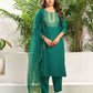 Cotton Blend Embroidery and Lace Straight Kurta with Pant & Dupatta