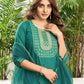 Cotton Blend Embroidery and Lace Straight Kurta with Pant & Dupatta