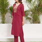 Cotton Blend Sequence Embroidery Work and Embroidered Lace Straight Kurta with Pant & Dupatta