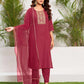 Cotton Blend Sequence Embroidery Work and Embroidered Lace Straight Kurta with Pant & Dupatta