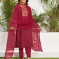 Cotton Blend Sequence Embroidery Work and Embroidered Lace Straight Kurta with Pant & Dupatta