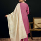 Silk Blend Embroidered Straight Kurta with Pant & Dupatta
