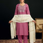 Silk Blend Embroidered Straight Kurta with Pant & Dupatta