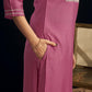 Silk Blend Embroidered Straight Kurta with Pant & Dupatta