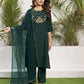 Silk Blend Dyed, Sequence Work and Lace Straight Kurta with Pant & Dupatta