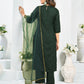 Cotton Blend Embroidered Straight Kurta with Pant & Dupatta