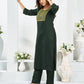 Cotton Blend Embroidered Straight Kurta with Pant & Dupatta